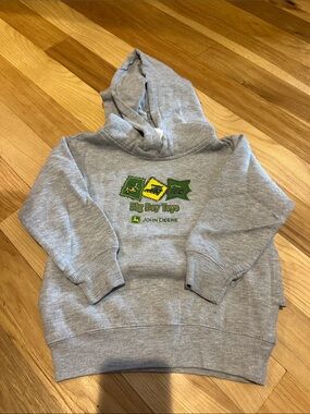 Kids John Deere Gray Hoodie with Green and Yellow Logo